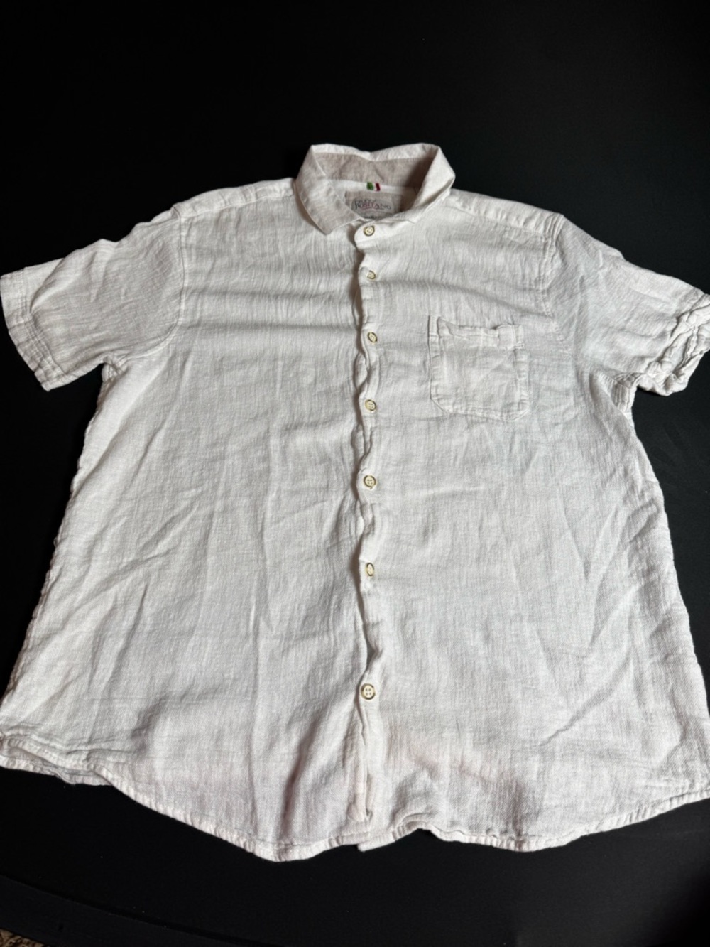 Bruno Positano White Linen Button Up Size L Italian Amalfi Coast Short Sleeve